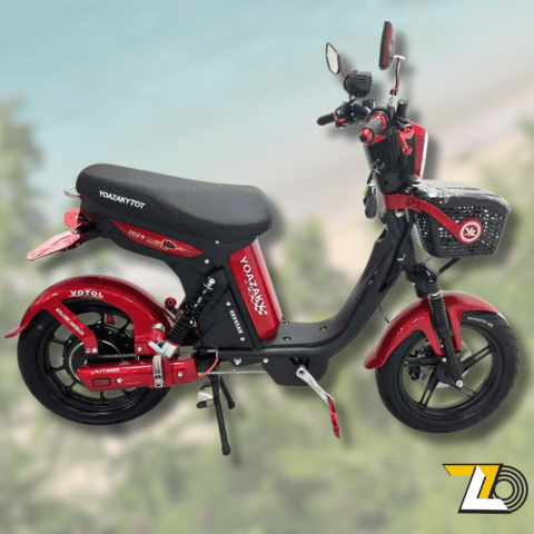 Bicimoto Eléctrica Yoazaki con canasta, porta chapa LED y cascos de regalo.