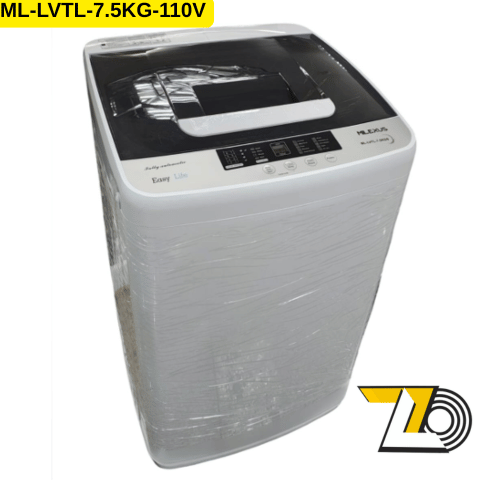 Lavadora Automática 7.5Kg MILEXUS, blanca con panel digital en fondo limpio